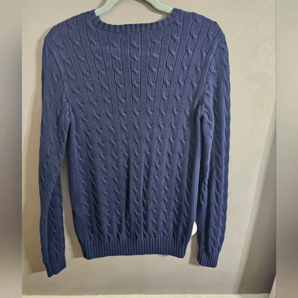 Ralph Lauren Ladies Navy Cable Knit Sweater - Picture 4 of 4